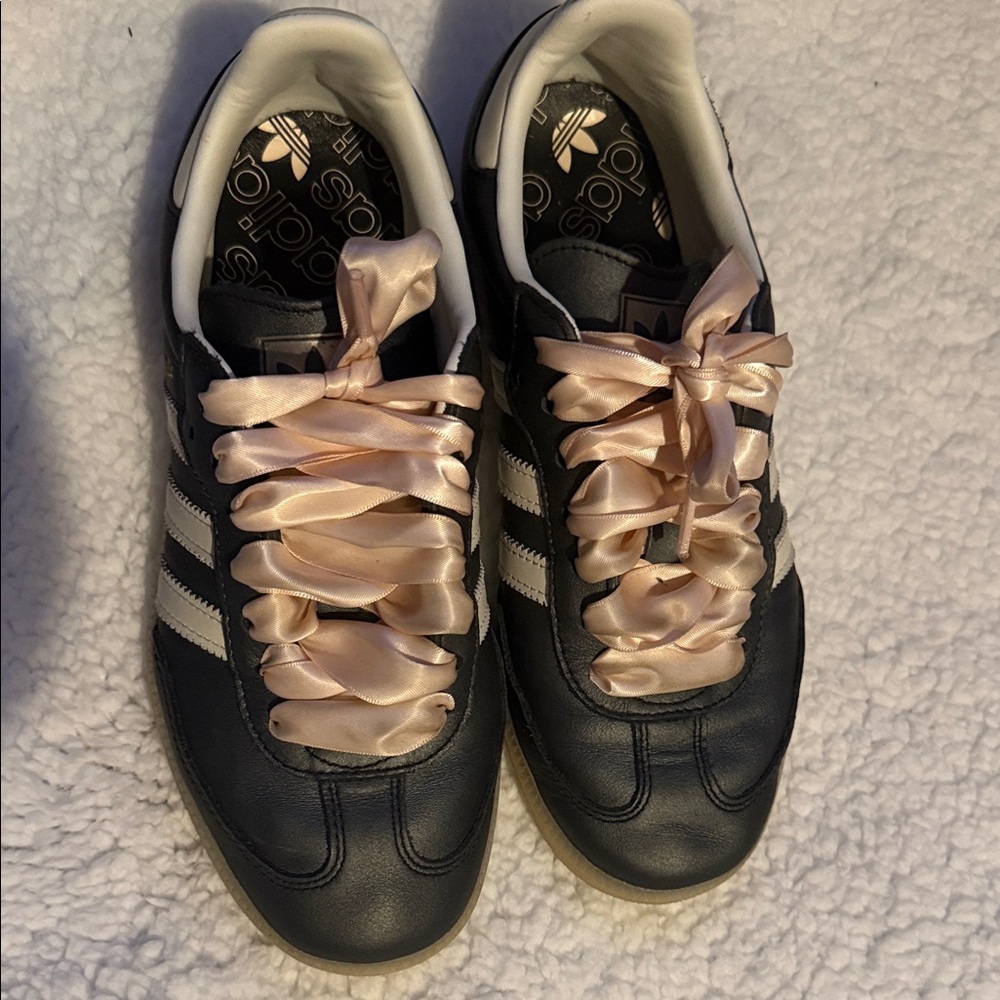 Adidas Sambas Sneakers with Satin Pink Laces